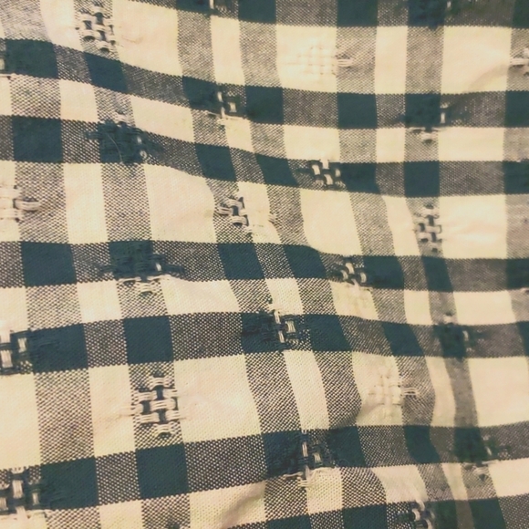 Universal Thread Green Gingham Checkered Ruffle Yoke 3/4 Sleeve Pullover XS - Picture 6 of 7